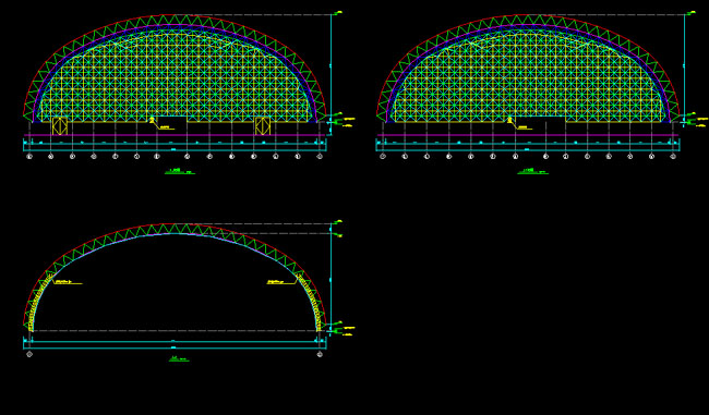 大渡口跨度110米，拱高35_7米煤棚网架